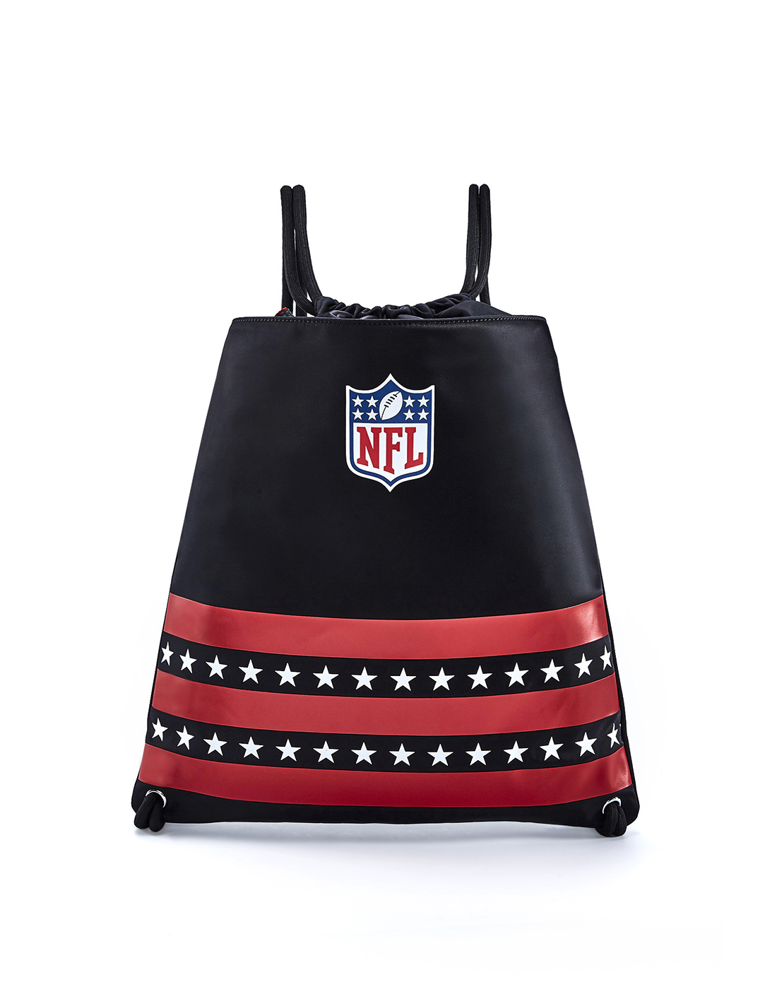 布配头层牛皮大容量拼色五角星抽绳包