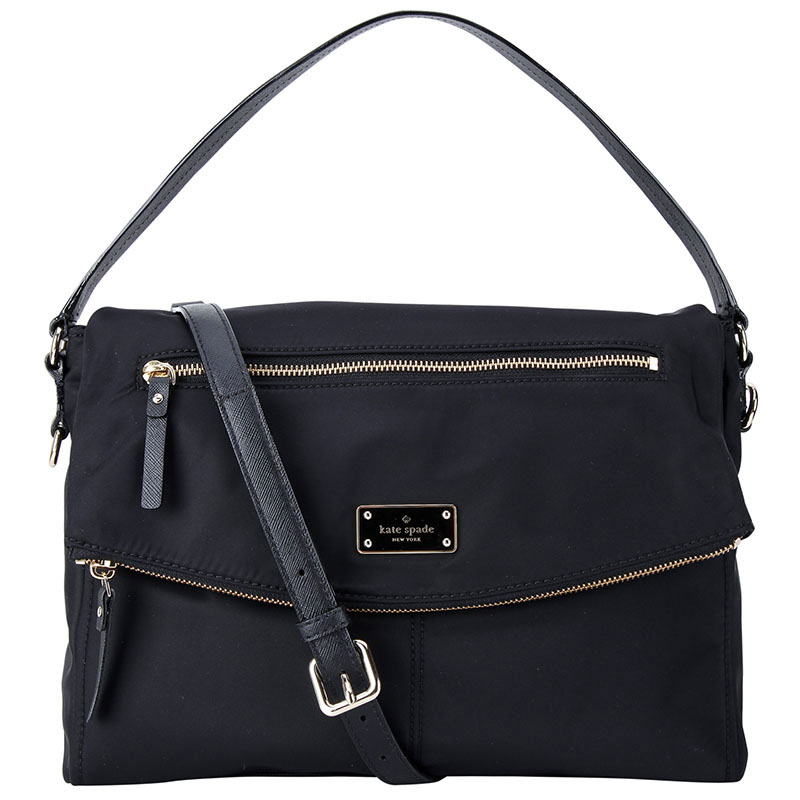 Kate Spade 凯特·丝蓓 奢侈品 女款黑色帆布手提单肩斜挎包 WKRU4215 001