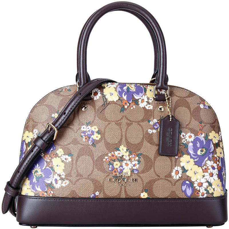 COACH 蔻驰 女包女士卡其印花PVC手提单肩斜挎贝壳包 F31968 IME7V