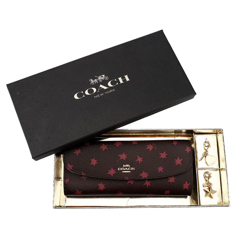 COACH 蔻驰 新年礼盒女士礼盒装皮质长款钱包钱夹 星星款