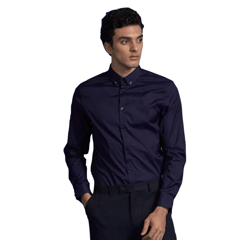 G&G黑色长袖衬衫韩版男士纯棉免烫修身青年衬衣商务潮流韩版帅气