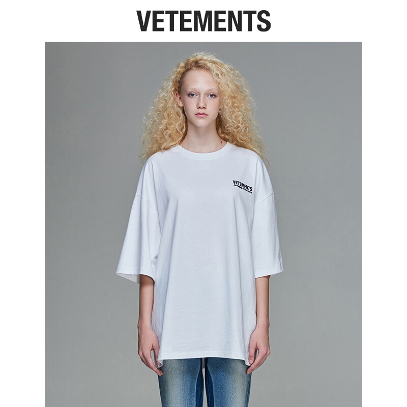 vetements短袖T恤女纯棉潮流衣服白色体恤上衣打底衫宽松男女款