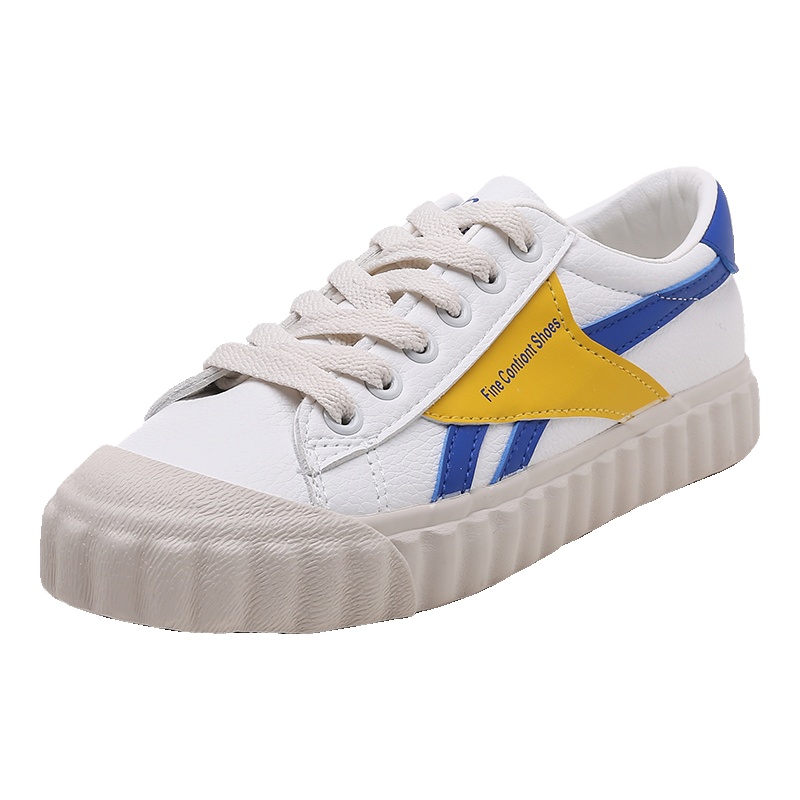 花花公子女鞋2019夏季新款韩版学生小白鞋女拼色透气平底休闲板鞋