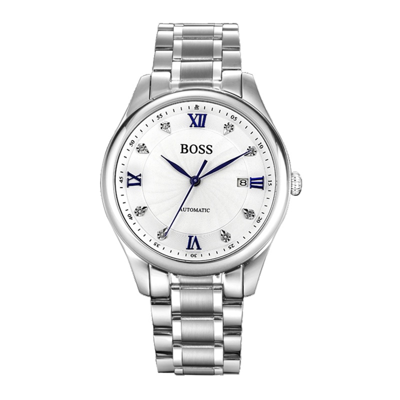 BOSS手表观察家系列商务经典复古镶钻男士钢带机械腕表 B05.1.3.4.1.7