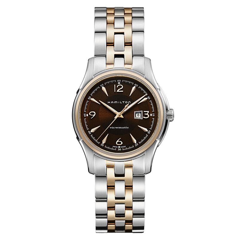 汉米尔顿(Hamilton）手表 爵士VIEWMATIC系列34MM自动机械间金盘钢带女表 H32305195