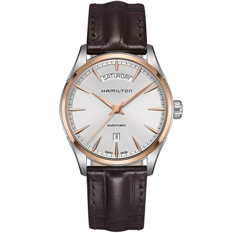 汉米尔顿(Hamilton)手表 爵士系列Day-Date双历自动机械男表 银盘皮带 H42525551