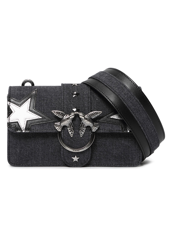 PINKO女士帆布小号双燕扣链条单肩斜跨燕子包 1P210H Y3YF ZI1