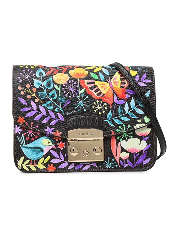 FURLA芙拉 METROPOLIS花卉印花PVC欧美时尚 硬单肩包 斜挎包女 小（最长边20-30cm）962708