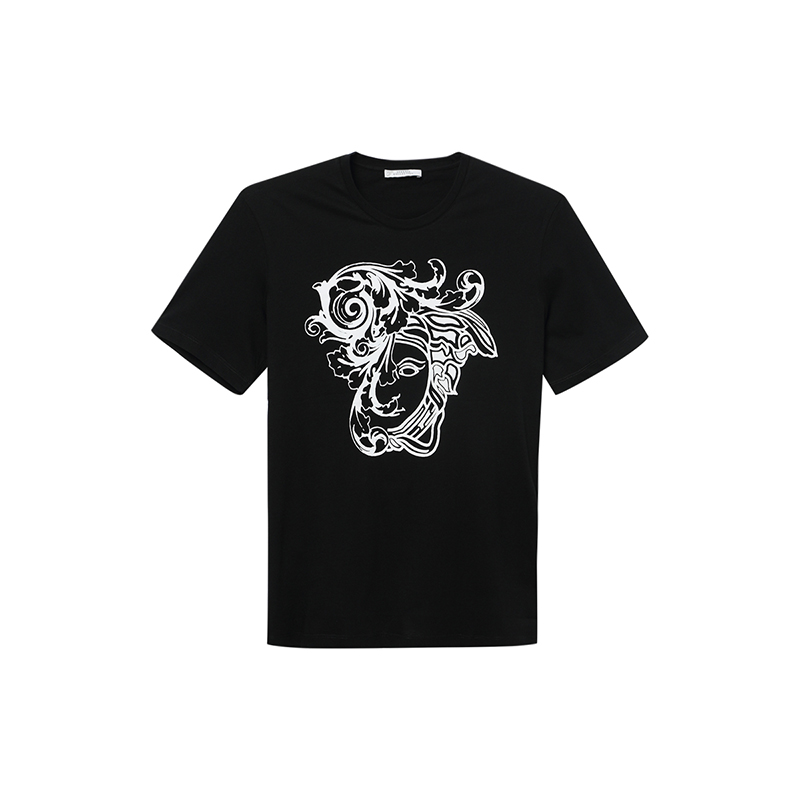 VERSACE COLLECTION 范思哲 男士黑色印花棉质美杜莎图案短袖T恤 V800683S VJ00301