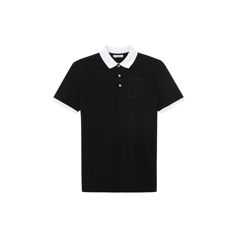 VERSACE 范思哲 男士半脸美杜莎绣花短袖Polo衫 黑色 V800604S V5J300 V7008