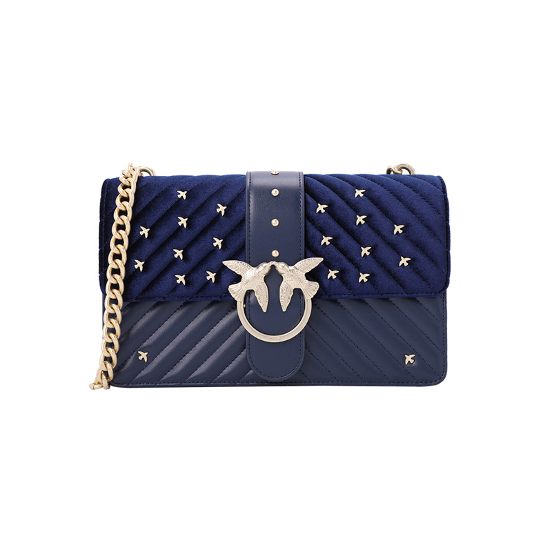 Pinko 品高 女包丝绒燕子镶嵌链条单肩斜挎包 1P217R Y514 G56