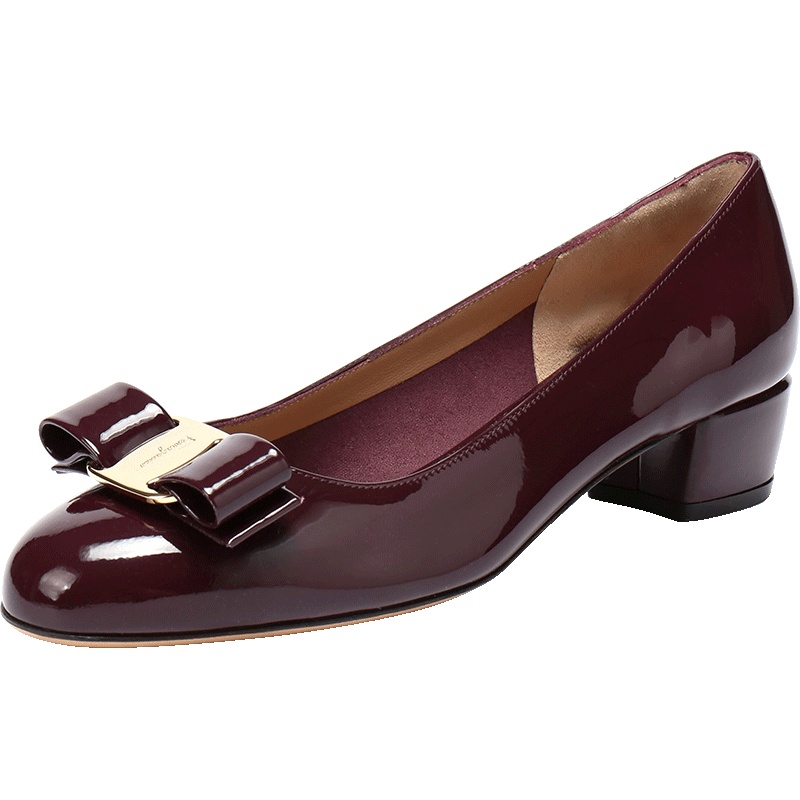 Salvatore Ferragamo 萨瓦托·菲拉格慕 女士漆皮粗跟鞋 0695370