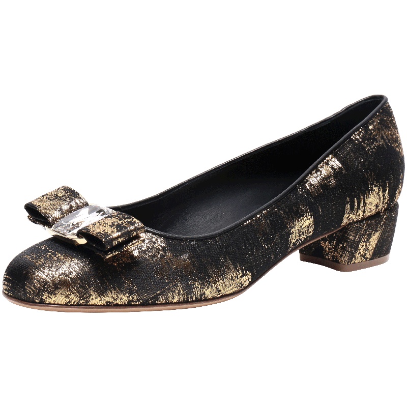 Salvatore Ferragamo 萨瓦托·菲拉格慕 女士织物蝴蝶结低跟鞋 0685501 C