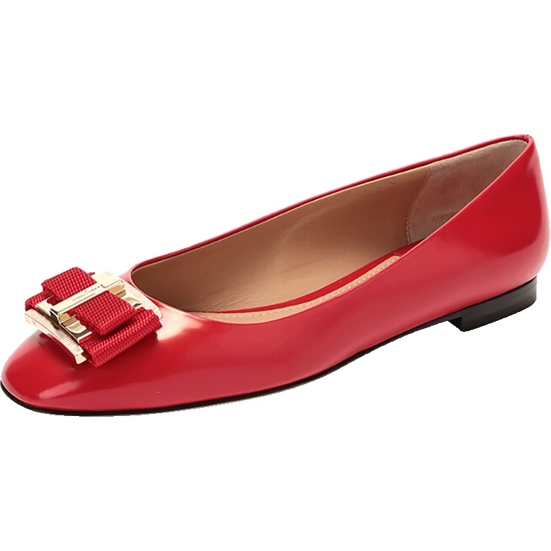 Salvatore Ferragamo 萨瓦托·菲拉格慕 女士牛皮蝴蝶结装饰平底鞋 0672621