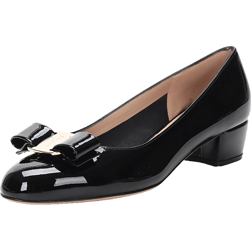 Salvatore Ferragamo 萨瓦托·菲拉格慕 女士漆皮蝴蝶结粗跟鞋 0591963