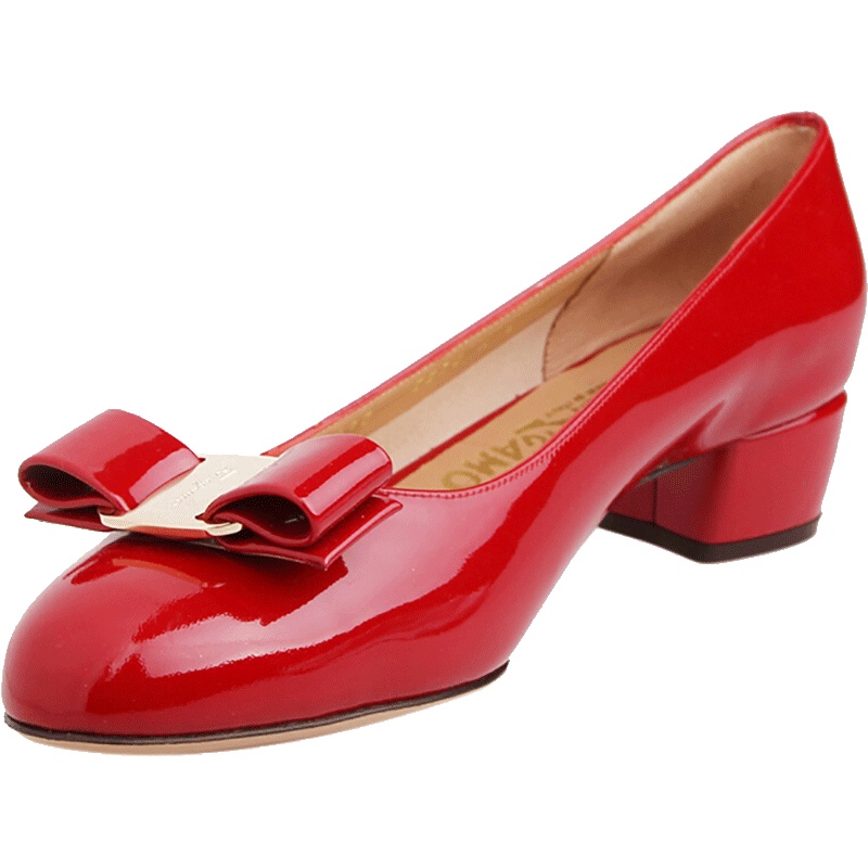 Salvatore Ferragamo 萨瓦托·菲拉格慕 女士漆皮蝴蝶结粗跟鞋 0591964