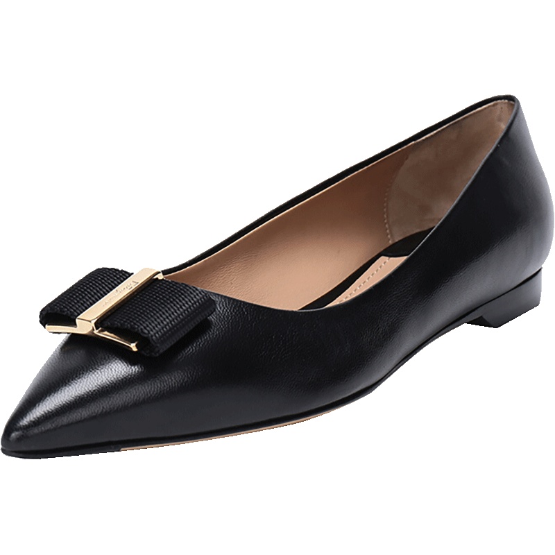 Salvatore Ferragamo 萨瓦托·菲拉格慕 女士牛皮饰蝴蝶结平底船鞋 0672829