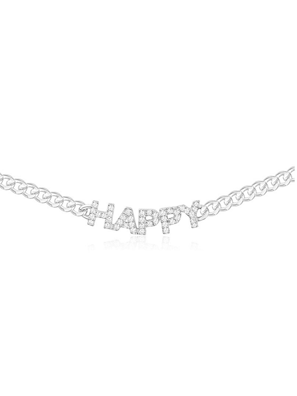 【apm MONACO】幸福happy锁骨链字母925银项链女士时尚吊坠配饰通用网红饰品