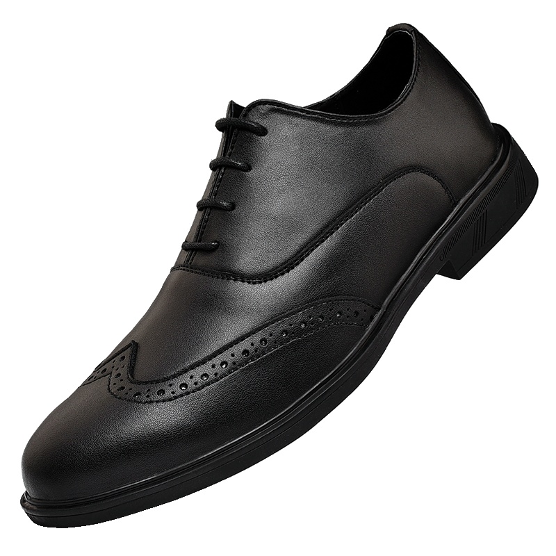 公牛世家(G.N.Shi Jia)2020春季男士商务休闲鞋系带真皮黑色鞋子黑皮鞋GN1930