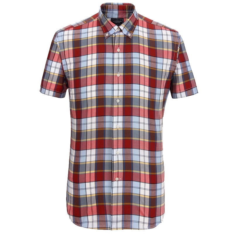 Youngor/雅戈尔男士商务休闲夏季红色格子短袖衬衫100116