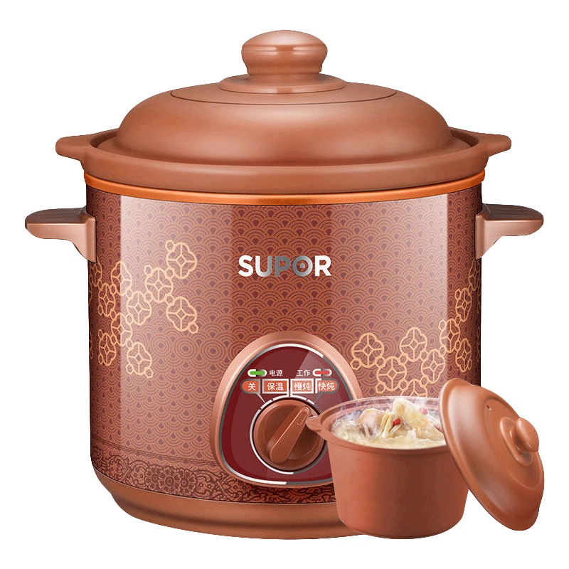 苏泊尔（SUPOR）电炖锅DG30YK801-23 3L家用容量 砂锅炖盅煮粥煲汤养生紫砂陶瓷
