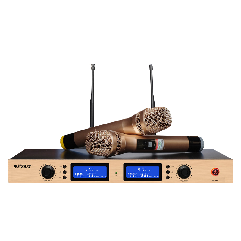 SAST/先科 OK-66无线话筒一拖二可调频KTV专用卡拉ok舞台会议家用麦克风
