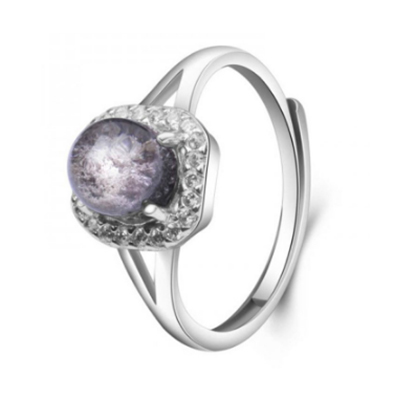 梦克拉 Mkela s925银镶嵌发晶戒指 享爱 创意礼品 戒指 水晶 甜美可爱 女士