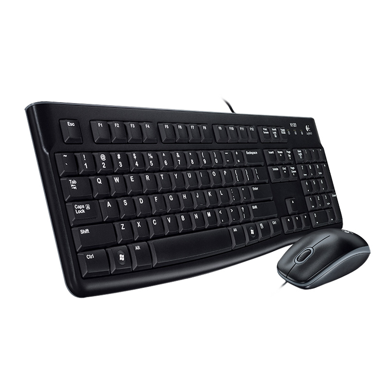 罗技(Logitech)MK120有线USB键盘鼠标笔记本电脑办公台式机游戏键盘鼠标键鼠套装 黑色