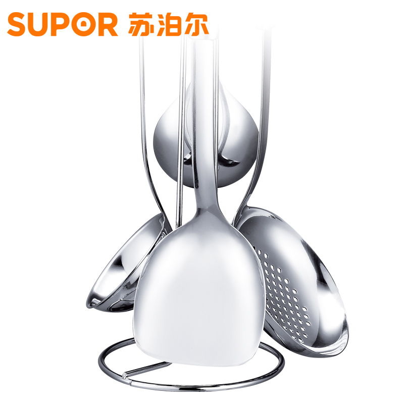 苏泊尔(SUPOR)铲勺套装五件套不锈钢中式锅铲刀汤勺漏勺饭勺火锅勺T1412Q家用厨房厨具