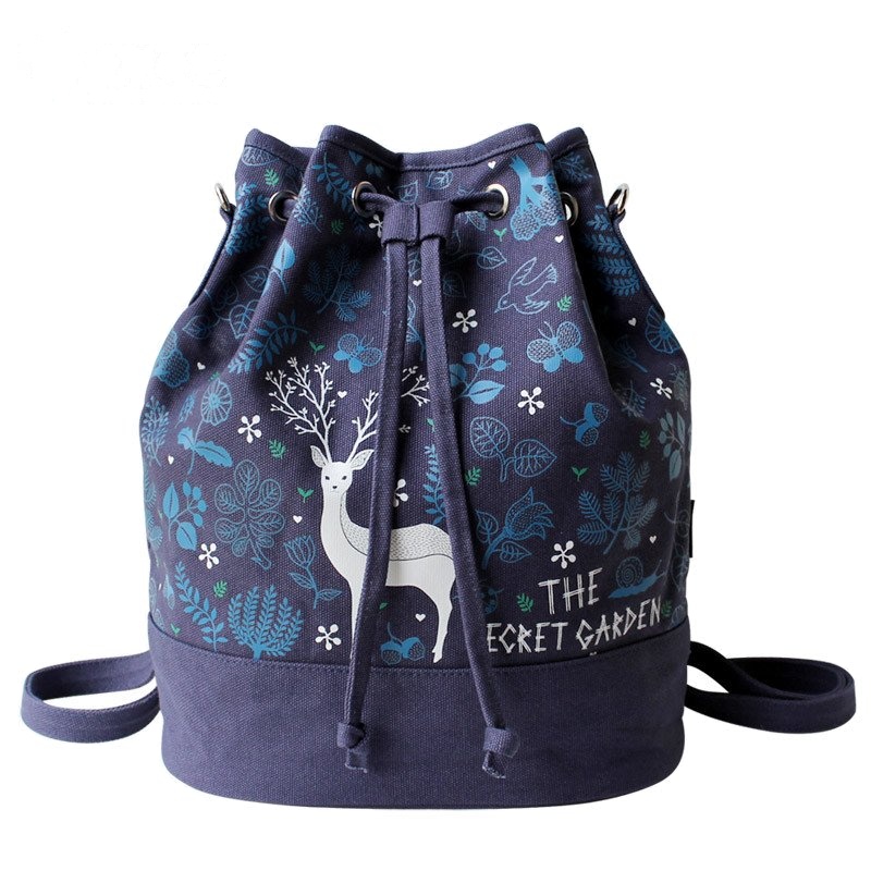 花间公主秘密花园2021春季水桶包帆布包原创双肩包单肩斜挎包包