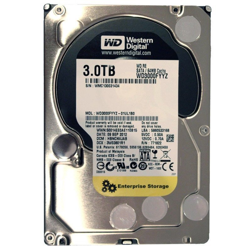 西部数据(WD)RE系列 3TB SATA6Gb/s 7200转64M 企业级硬盘 (WD3000FYYZ)