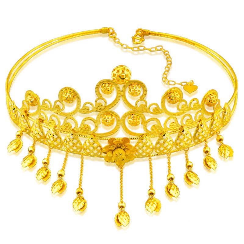 金地珠宝 黄金皇冠婚嫁头饰 足金凤尾皇冠 黄金皇冠头饰 结婚婚庆头饰