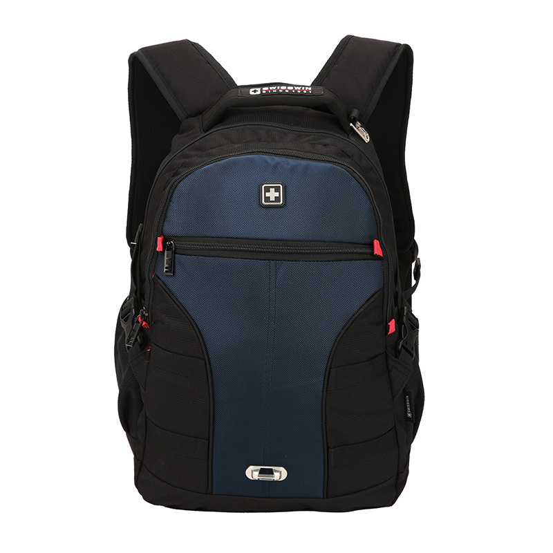 SWISSWIN休闲背包14寸简约电脑双肩背包透气旅行包黑色sw9016