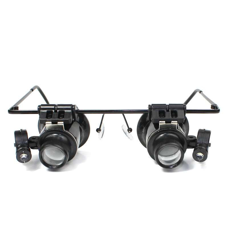 BAKMK 眼镜式 带LED灯钟表维修放大镜 20倍 古玩珠宝鉴定放大镜9892A 黑色