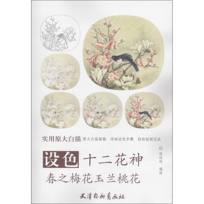 设色十二花神春之梅花玉兰桃花 郑玲玲 编绘 艺术 文轩网