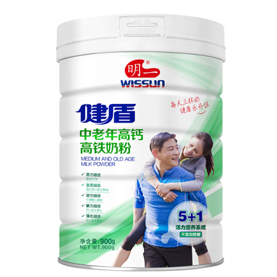 明一(wissun)健盾系列 中老年高钙奶粉成人奶粉 不添加蔗糖健康送礼 罐装800g