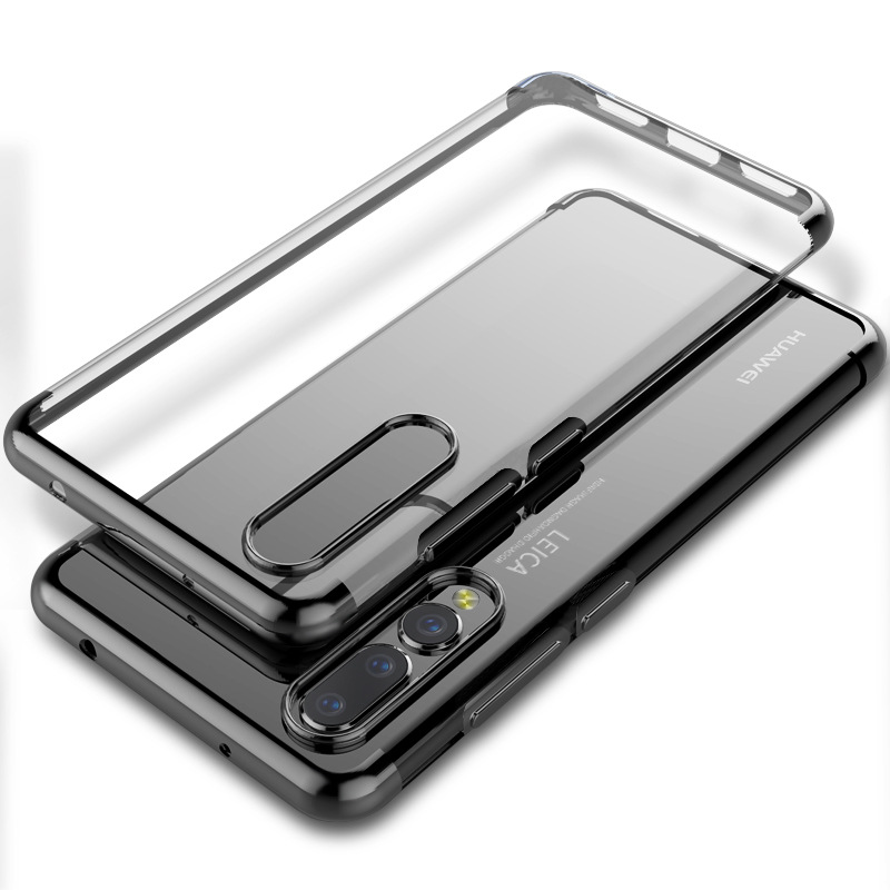 VIPin 华为P20 pro手机壳[送钢化膜] 电镀TPU手机保护壳 保护套三段式 电镀超薄全包防摔软胶壳 黑色