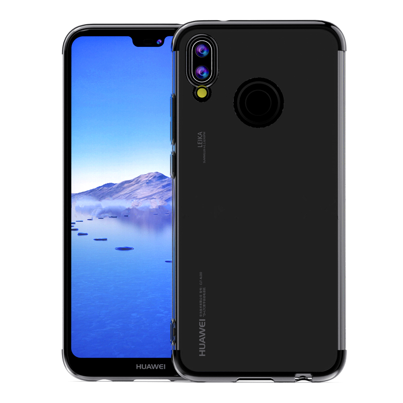 VIPin 华为(HUAWEI)nova3e手机壳[送钢化膜] 电镀TPU手机保护壳保护套电镀超薄全包防摔软胶壳 黑色