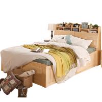 松香门第 床 实木儿童床 1.5米单人松木床 1.8米双人床 简约木床 实木卧室住宅家具 高箱床(包安装)