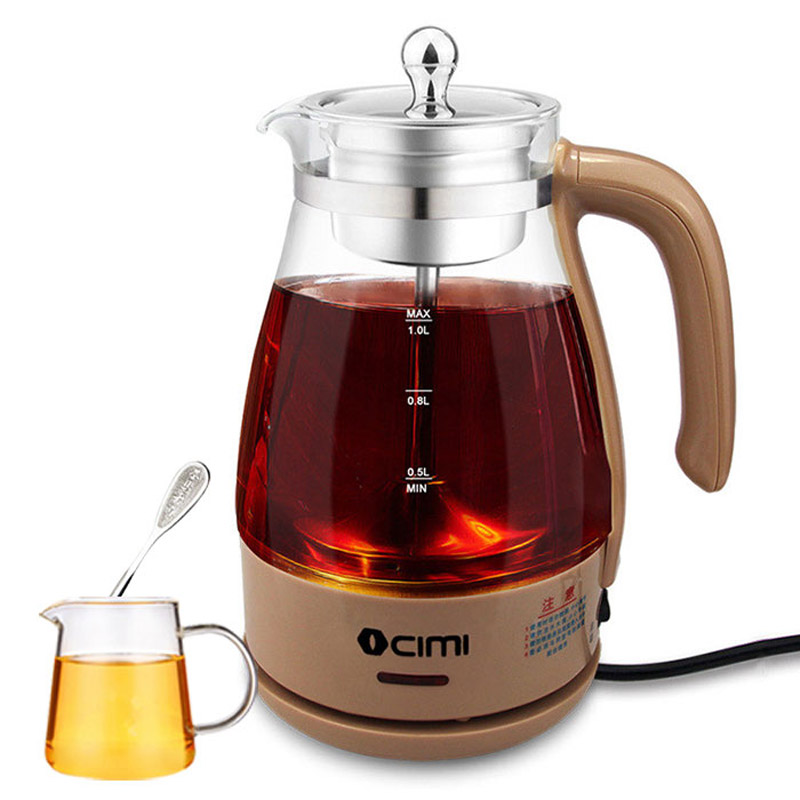 西麦（CIMI）煮茶器养生壶电水壶黑茶高硼硅玻璃材质电热水壶按键式容量1.2L以下国产温控PC10G
