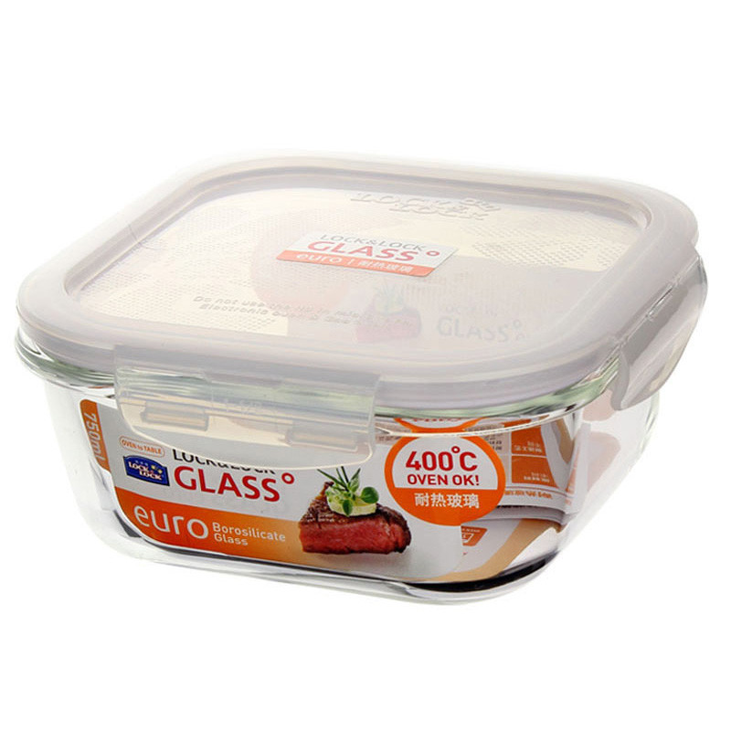 乐扣乐扣拉斯耐热玻璃保鲜盒760ml 饭盒 微波保鲜碗便当饭盒LLG841