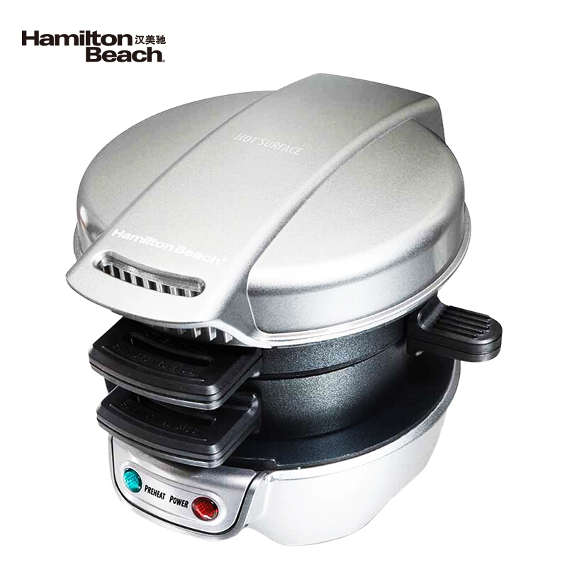 汉美驰(HamiltonBeach)电饼铛汉堡机 25475-CN 家用迷你早餐机早餐神器银色