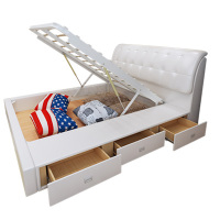 中艾 床 皮床 现代简约时尚皮艺床 卧室三抽储物床 双人床 婚床