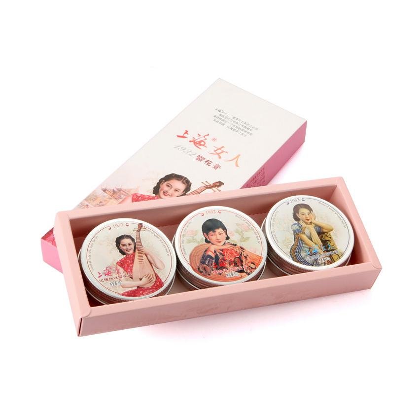 上海女人1932雪花膏 三盒装80g*3盒 伴手礼 保湿滋润清爽不油腻护肤套装 保质期到2025年