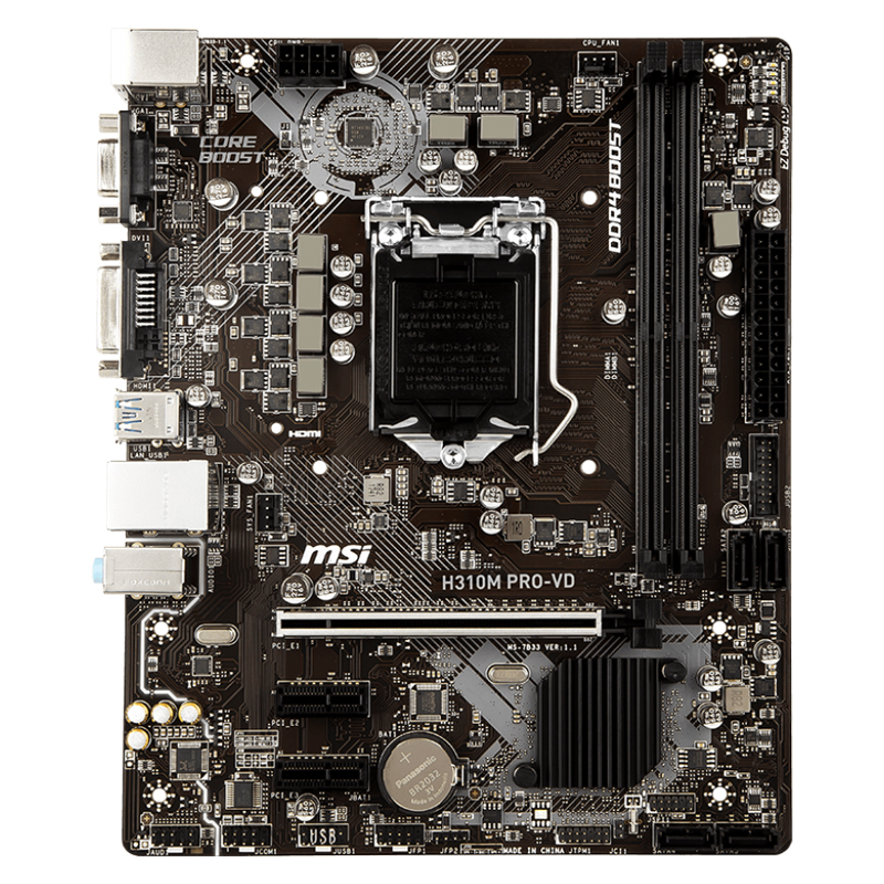 微星（MSI）H310M PRO-VD 台式机游戏电脑主板 支持i3 8100（Intel H310/LGA 1151）