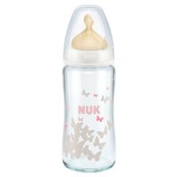 NUK耐高温240ml宽口玻璃彩色奶瓶（带初生型乳胶中圆孔奶嘴）