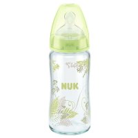 NUK耐高温240ML宽口玻璃彩色奶瓶（带初生型硅胶中圆孔奶嘴）