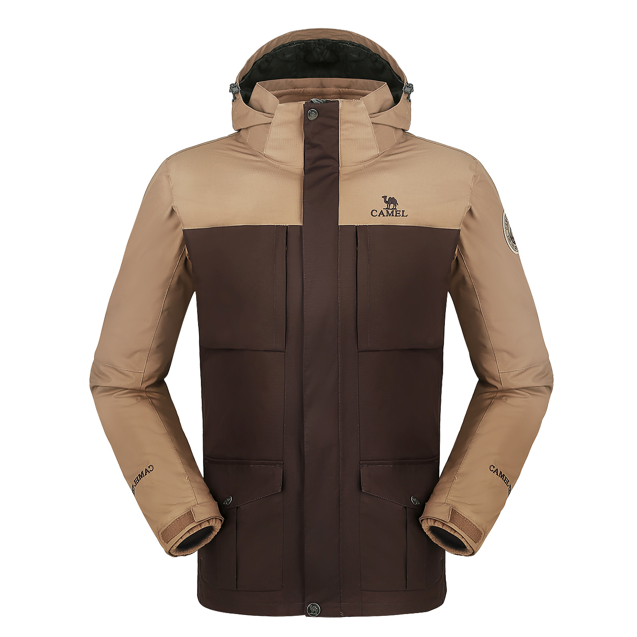 camel骆驼户外冲锋衣 男款旅行登山徒步防风保暖两件套冲锋衣