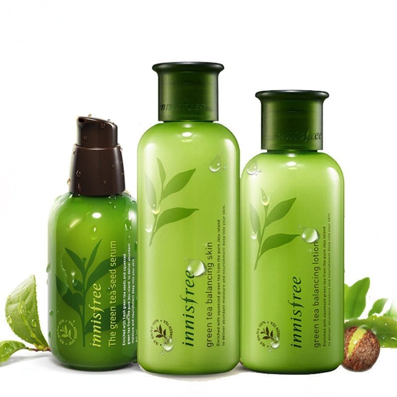 Innisfree/悦诗风吟 绿茶保湿平衡乳+柔肤水+小绿瓶精华 套装 200ml+160ml+80ml （新款）