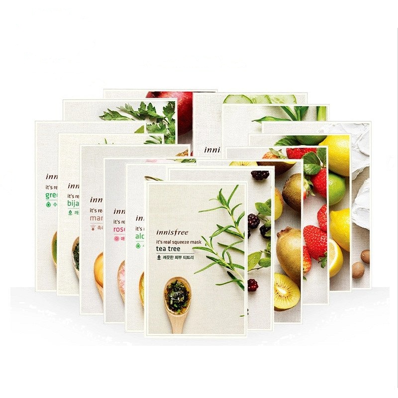 innisfree悦诗风吟 自然精粹真萃鲜润 面膜贴 保湿补水嫩白 20ML 随机10片组合装